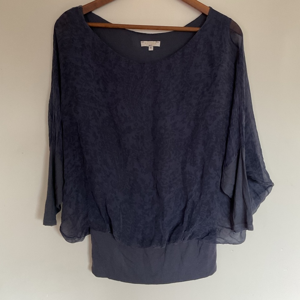 Elegant Blue Silk Blouse